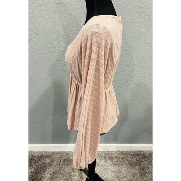 Peach Lane Mauve Long-Sleeve Peplum Surplice Top, Size M, NEW - Picture 6 of 8